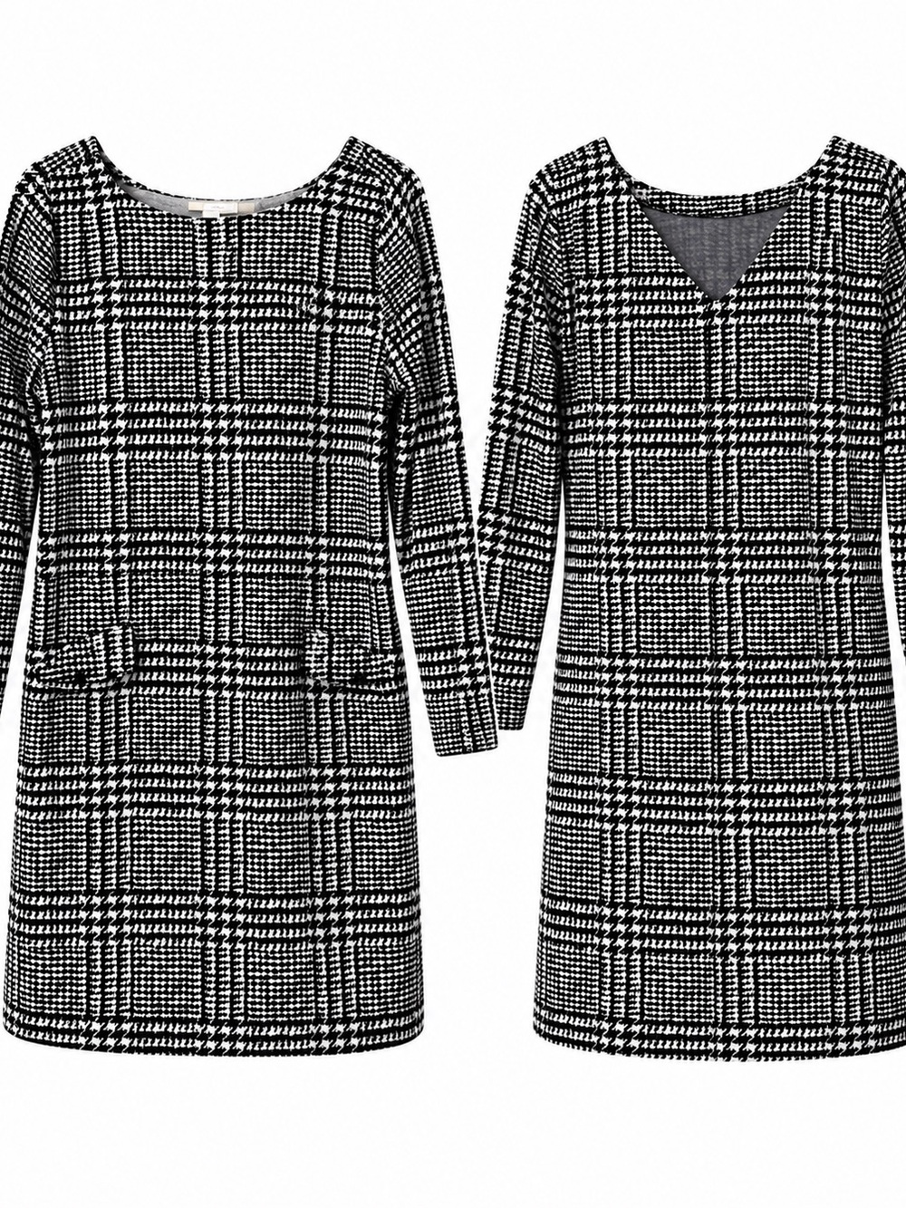 LOFT Black & White Plaid Houndstooth Shift Dress – Size 12